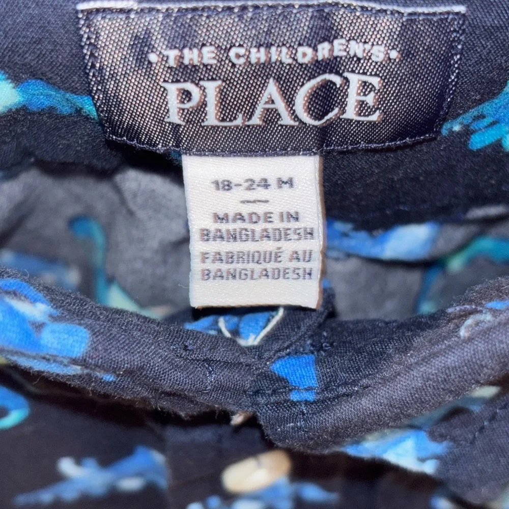 THE CHILDREN’S PLACE Baby Boys Dino Poplin Button Up Shirt - 18-24M LIKE NEW